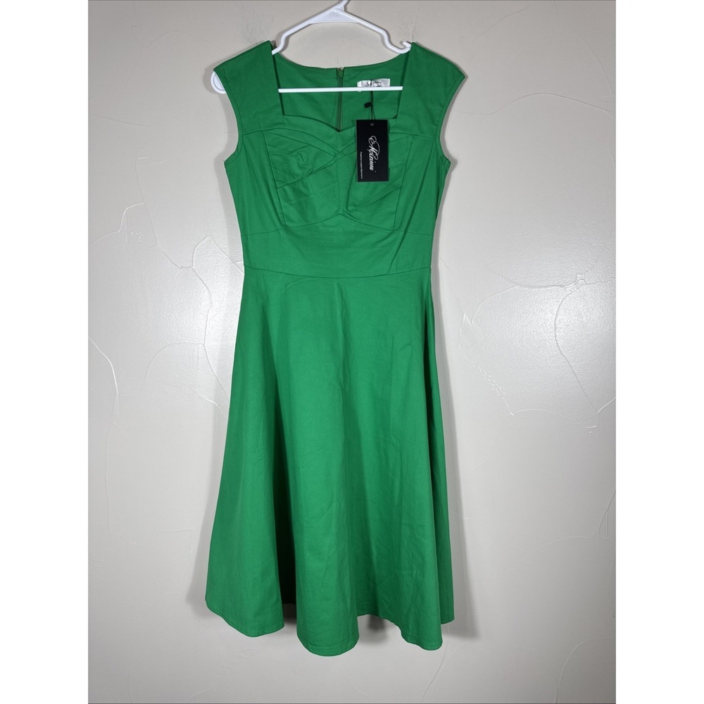 Mixinni Women's Dress Retro 50's Green Fit & Flare Rockabilly Small New With Tag